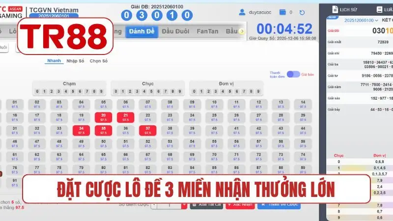 Đặt cược lô đề 3 miền nhận thưởng lớn